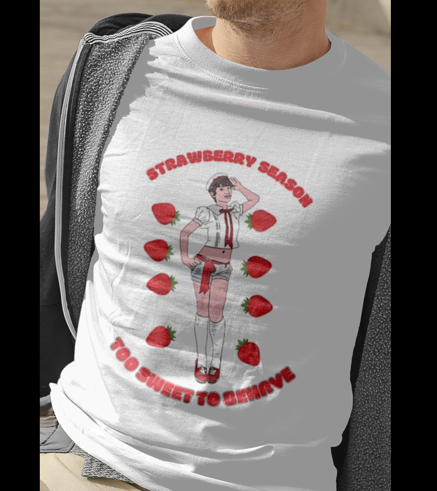 Strawberry Season Too Sweet To Behave Sailor Girl Fruit T-Shirt