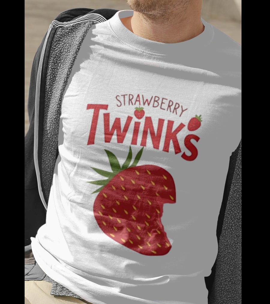 Strawberry Twinks Fruit Snack Pun Playful Bite T-Shirt