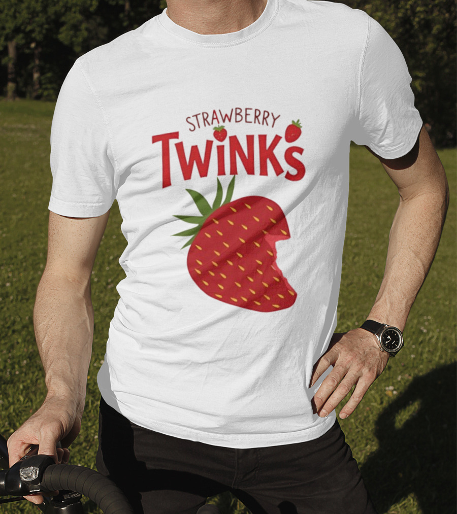 Strawberry Twinks Fruit Snack Pun Playful Bite T-Shirt