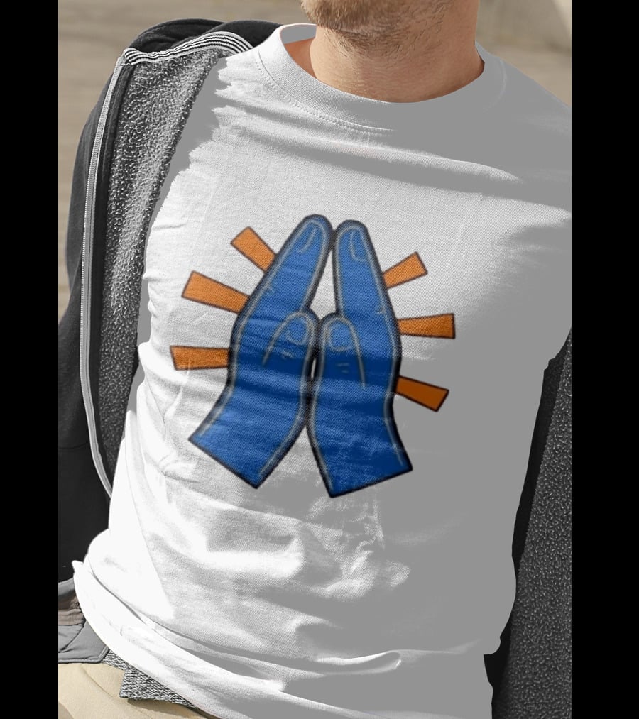 Please Just Make It All Worth It Blue Praying Hands Emoji T-Shirt