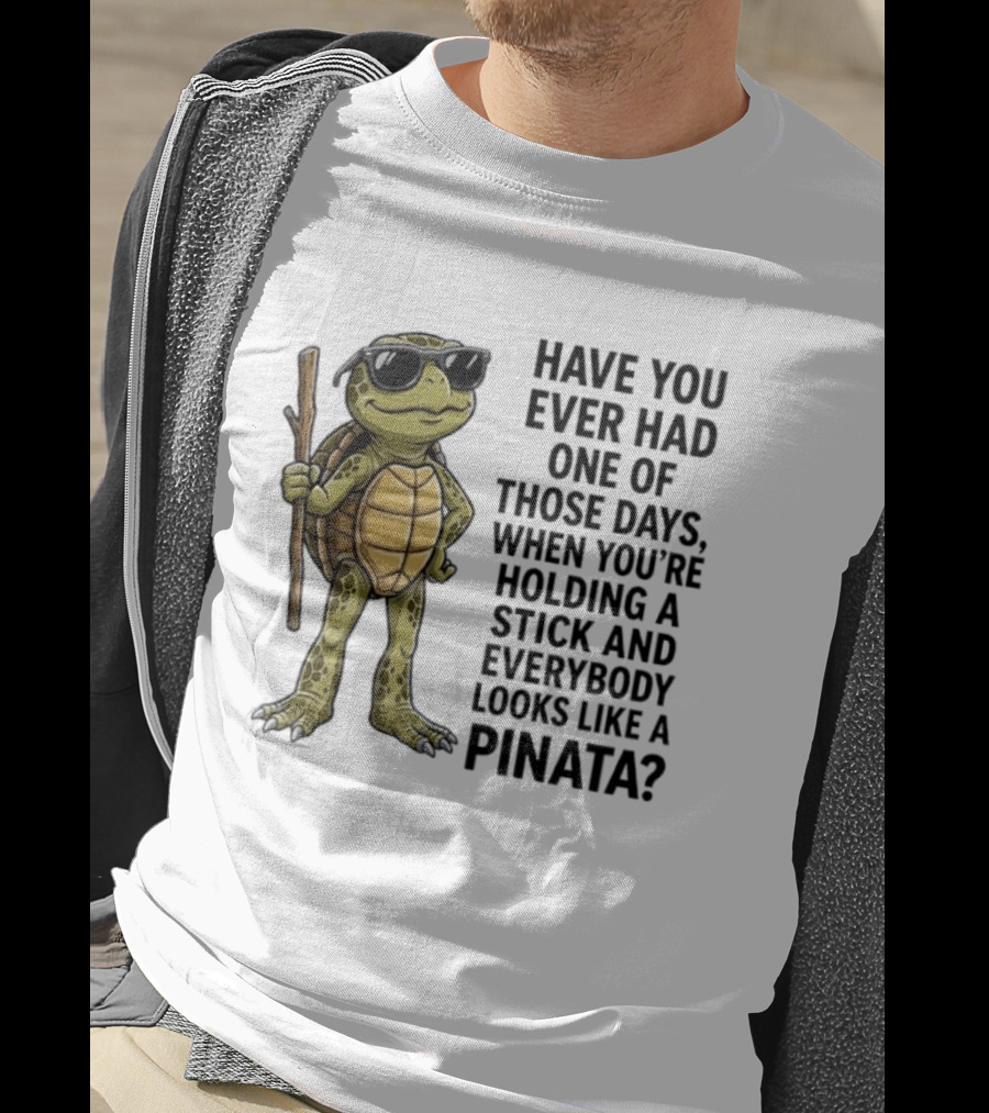Have You Ever Had One Of Those Days Turtle Holding A Stick Looking Like A Pinata T-Shirt