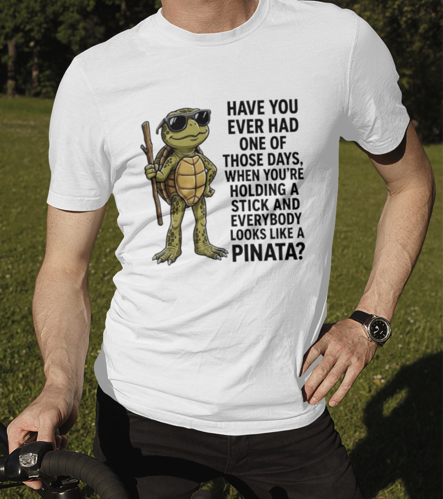 Have You Ever Had One Of Those Days Turtle Holding A Stick Looking Like A Pinata T-Shirt