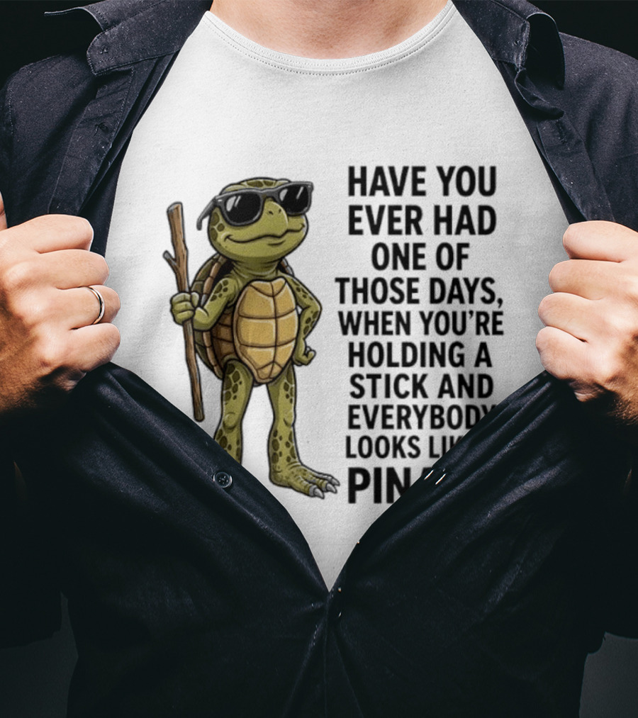 Have You Ever Had One Of Those Days Turtle Holding A Stick Looking Like A Pinata T-Shirt