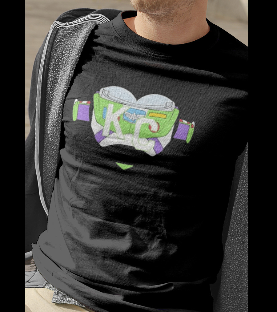 Buzz Lightyear KC Chiefs Heart Theme Fan Gear T-Shirt