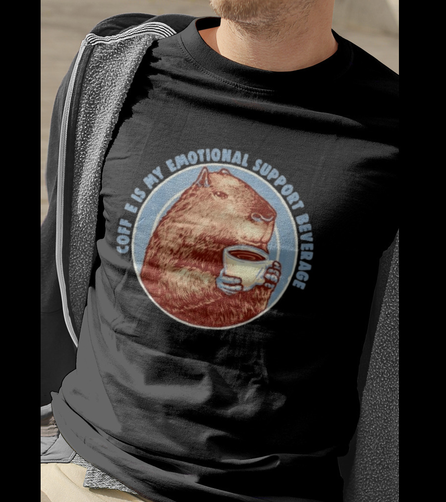 Capybara Coffee Is My Emotional Support Beverage Retro Style Animal Lovers T-Shirt
