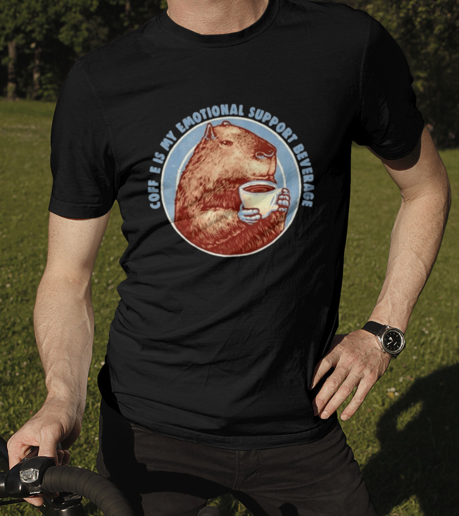 Capybara Coffee Is My Emotional Support Beverage Retro Style Animal Lovers T-Shirt