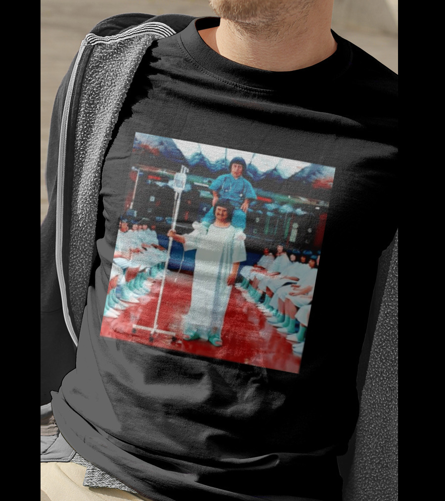 Doctor Riding On Patient Shoulders Hospital Room Surrealism T-Shirt