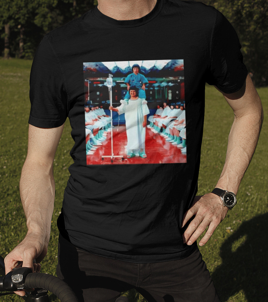 Doctor Riding On Patient Shoulders Hospital Room Surrealism T-Shirt