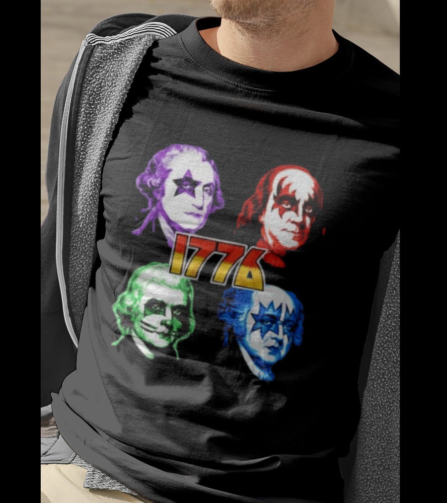 1776 Founding Fathers Rock Band George Washington Benjamin Franklin T-Shirt