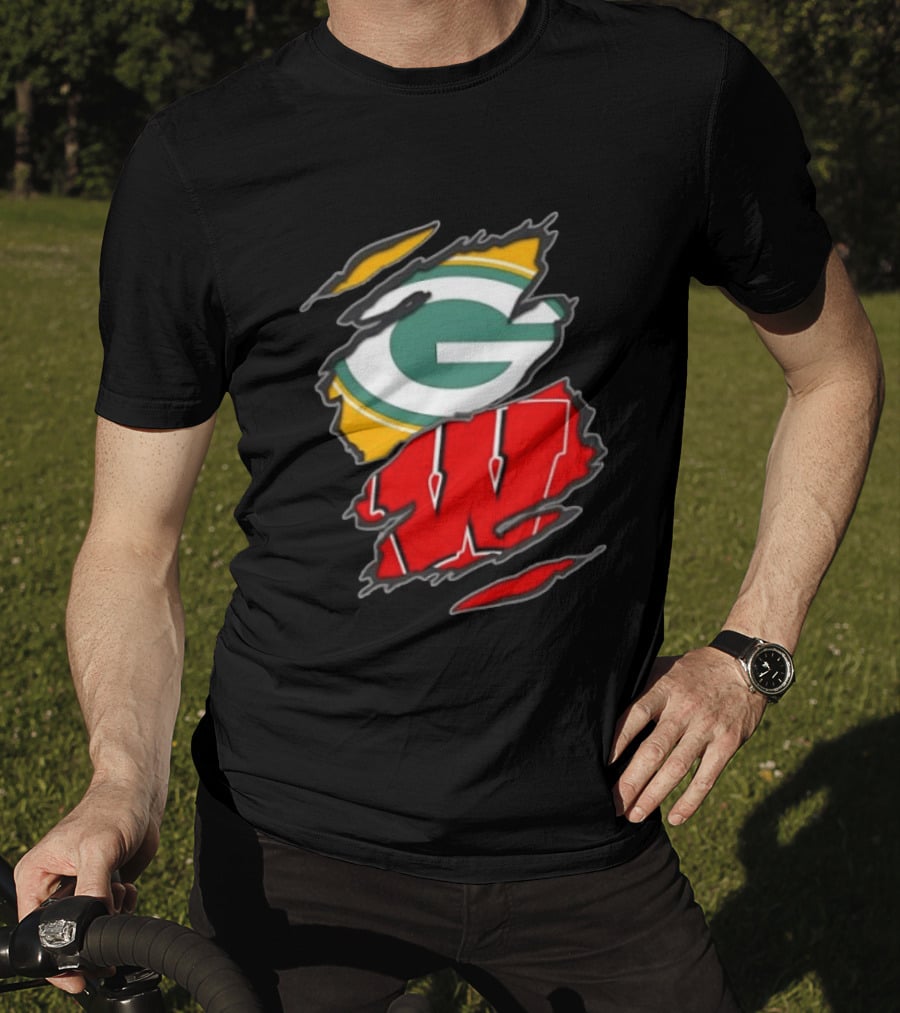 Green Bay Packers Wisconsin Badgers Team Sports Fan T-Shirt