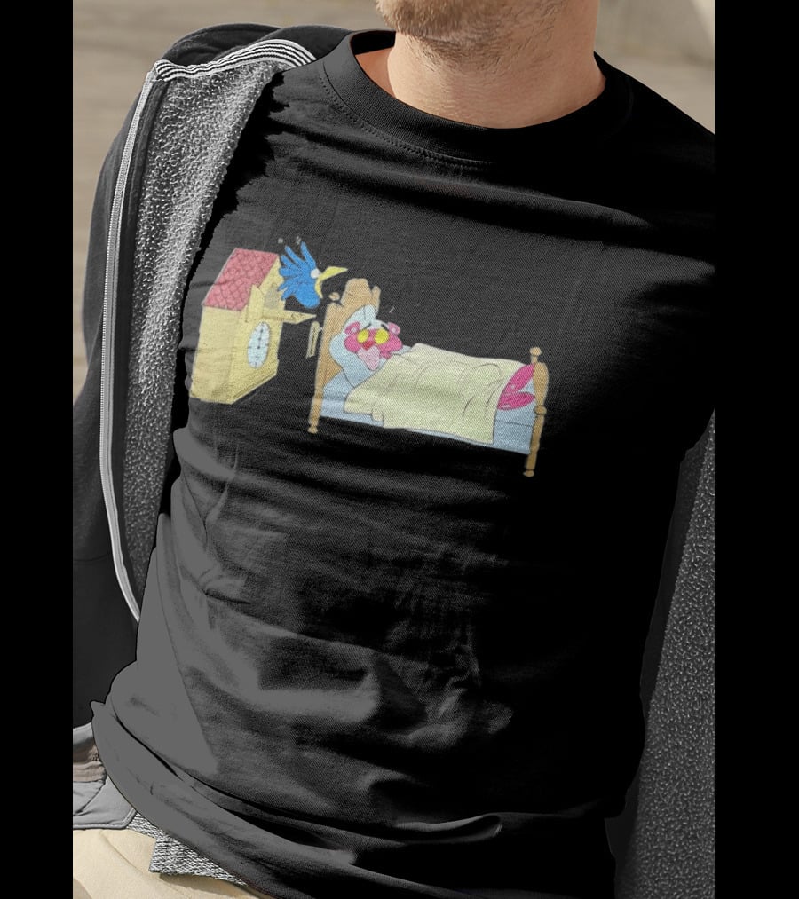 Onlyretro Pink Panther Startled Awake By Cuckoo Surprise T-Shirt