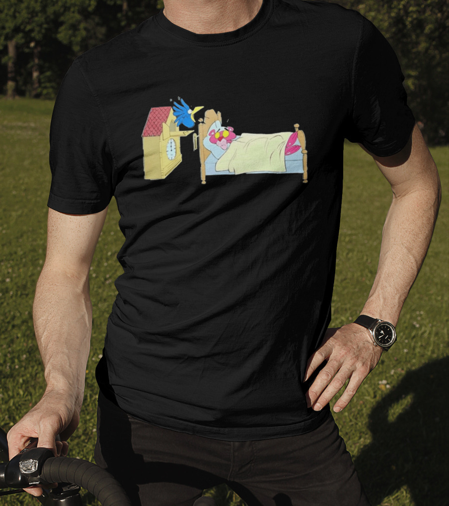 Onlyretro Pink Panther Startled Awake By Cuckoo Surprise T-Shirt