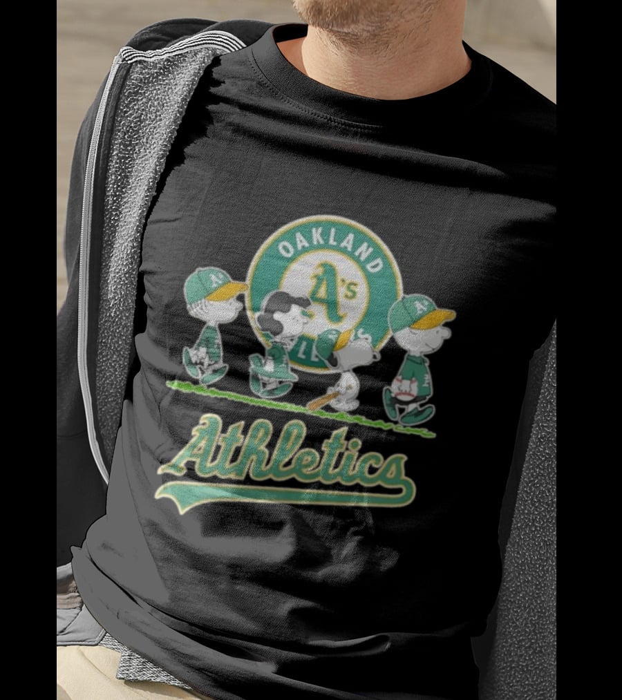 Peanuts Characters Oakland Athletics A's Team Major League Baseball Snoopy Charlie Brown Woodstock T-Shirt