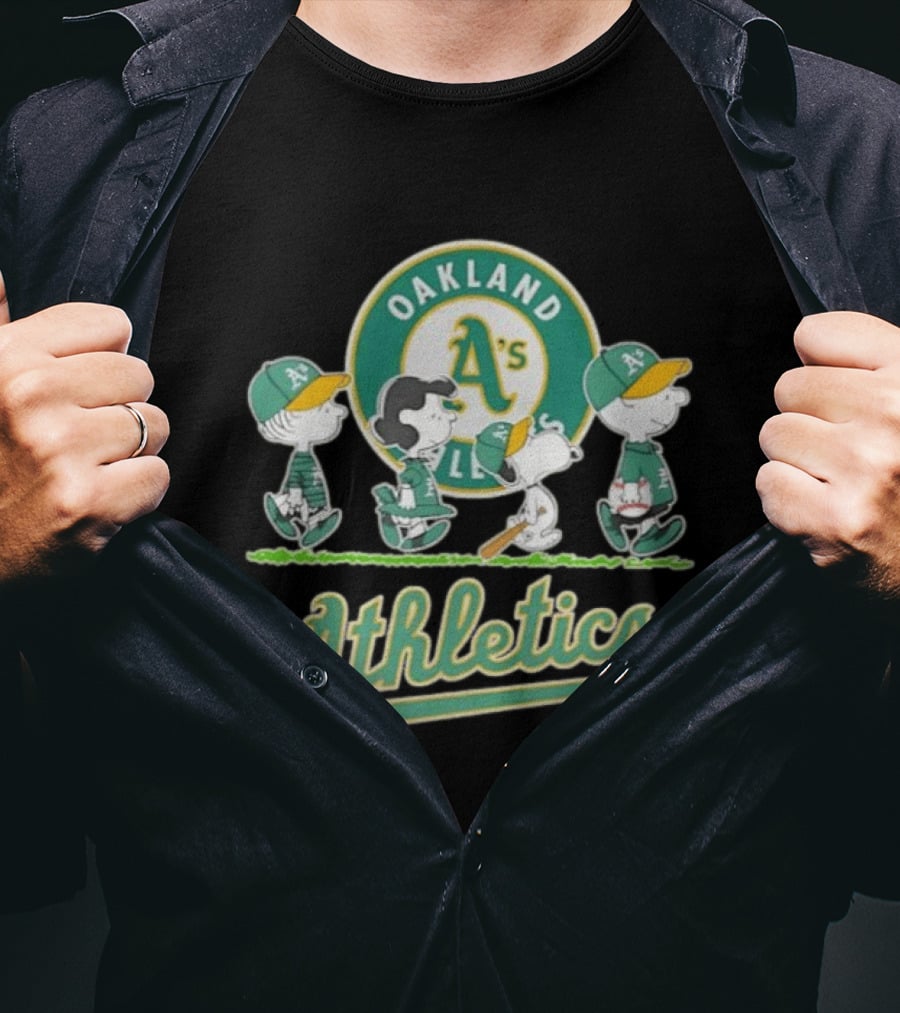 Peanuts Characters Oakland Athletics A's Team Major League Baseball Snoopy Charlie Brown Woodstock T-Shirt