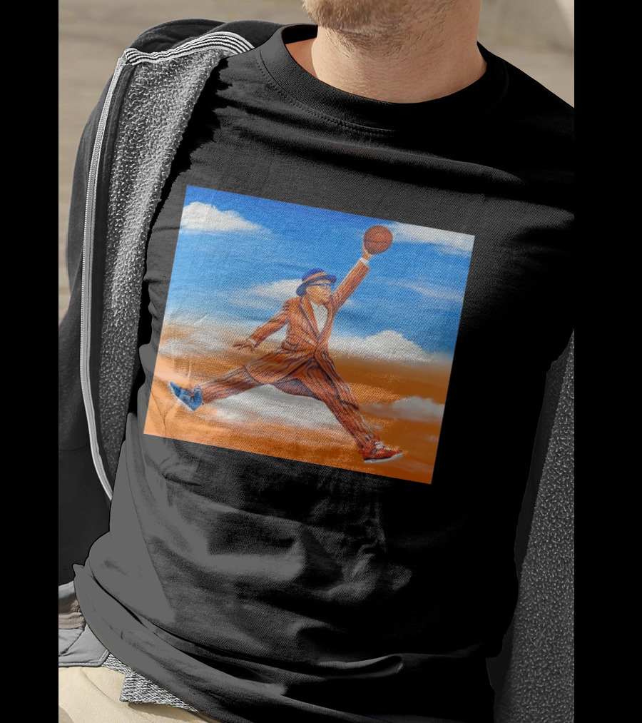 Spike Lee Jumping Basketball Air Jordan Jumpman Striped Suit Sky Sneakers T-Shirt