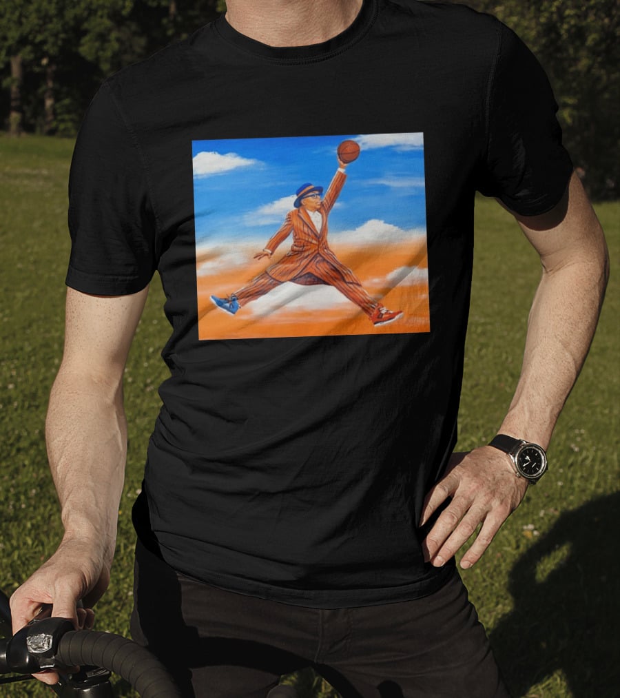 Spike Lee Jumping Basketball Air Jordan Jumpman Striped Suit Sky Sneakers T-Shirt