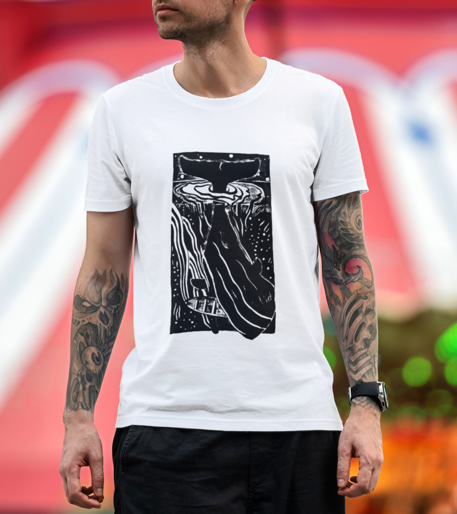 American Traditional Moby Dick Vintage Tattoo Style Whale Ocean Nautical T-Shirt