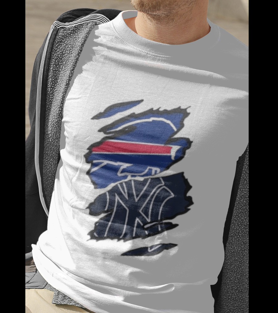 Buffalo Bills New York Yankees Split Collaboration Beneath The Surface T-Shirt