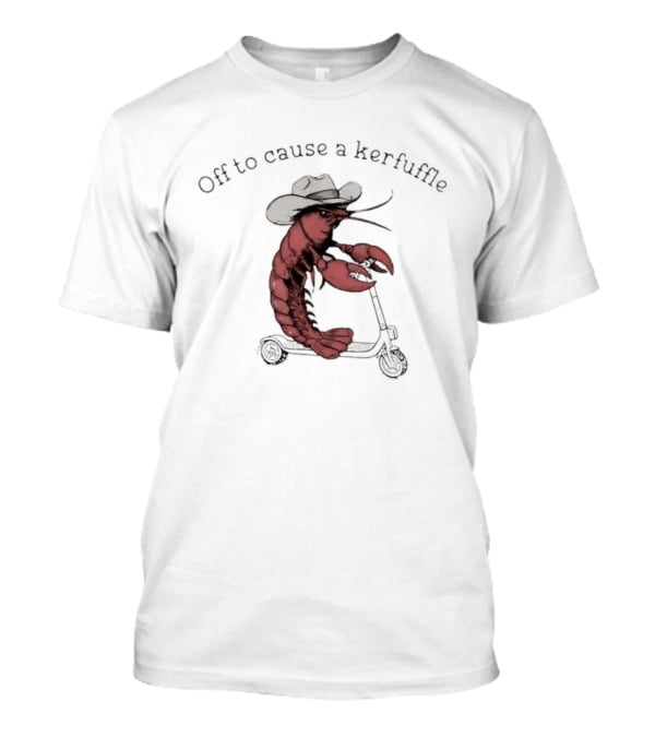 Cowboy Lobster On Scooter Off To Cause A Kerfuffle Humorous Pun Animal T-Shirt