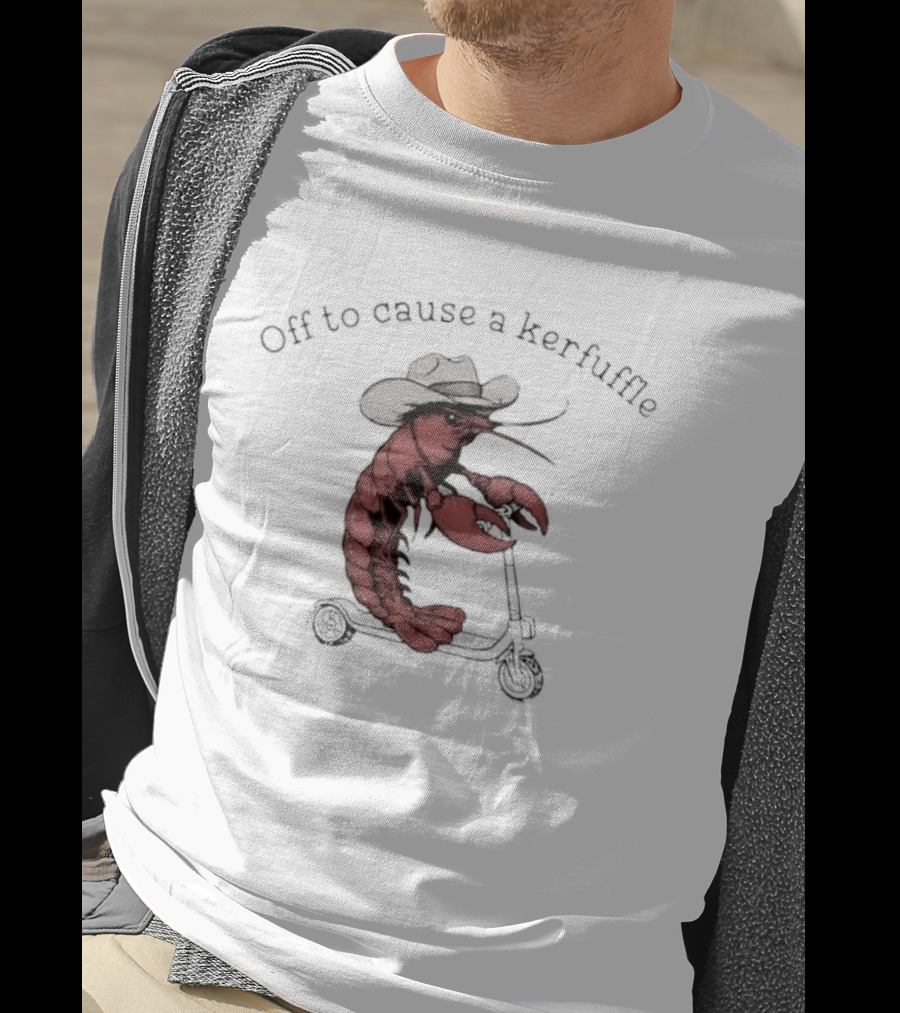 Cowboy Lobster On Scooter Off To Cause A Kerfuffle Humorous Pun Animal T-Shirt