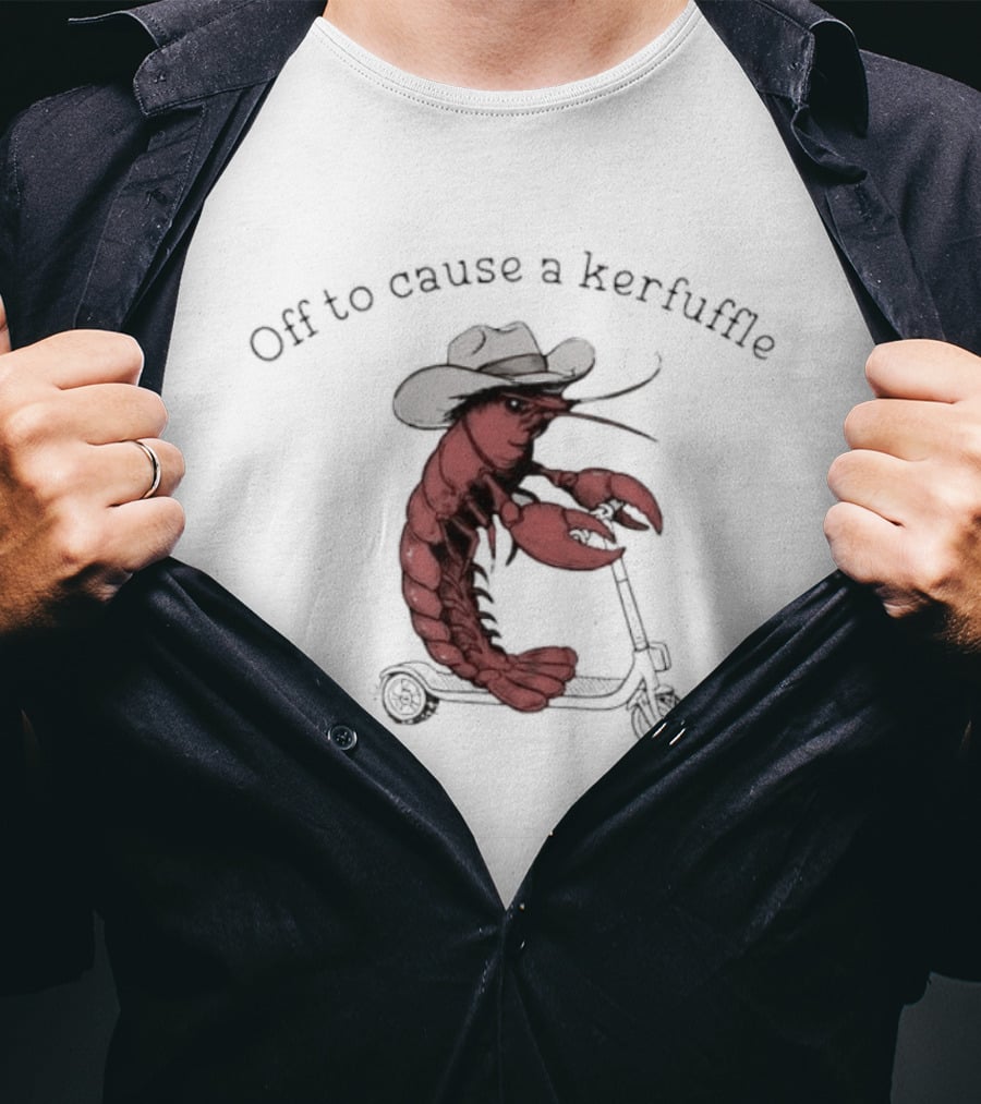 Cowboy Lobster On Scooter Off To Cause A Kerfuffle Humorous Pun Animal T-Shirt