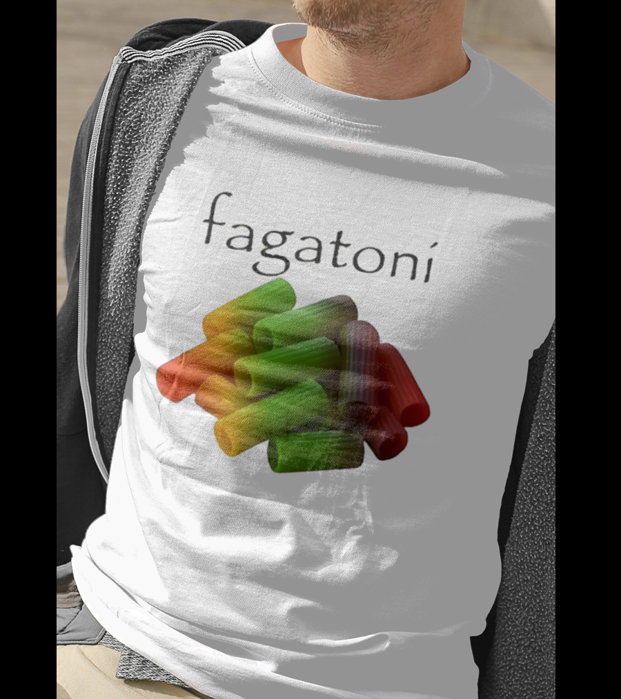 Fagatoni Rainbow Rigatoni Pasta Food Joke Pun LGBTQ+ Pride Humor T-Shirt