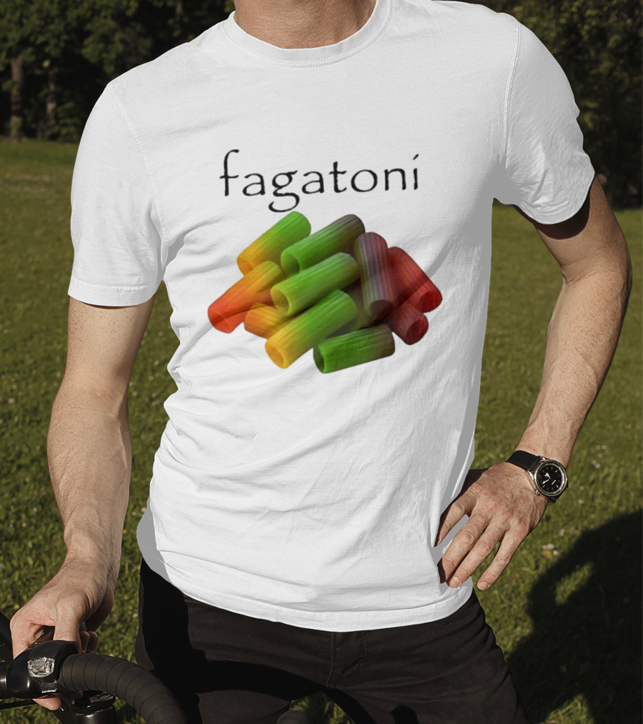 Fagatoni Rainbow Rigatoni Pasta Food Joke Pun LGBTQ+ Pride Humor T-Shirt