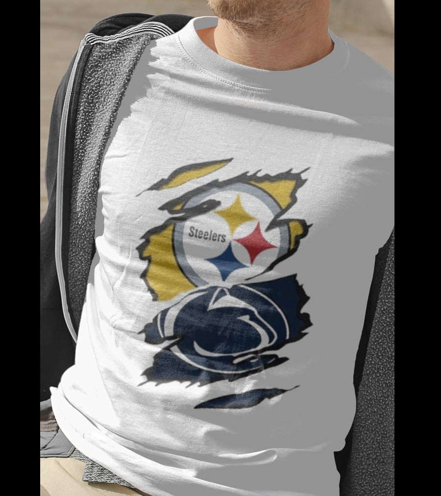 Pittsburgh Steelers Penn State Scratched Logo Fusion Beneath The Surface T-Shirt