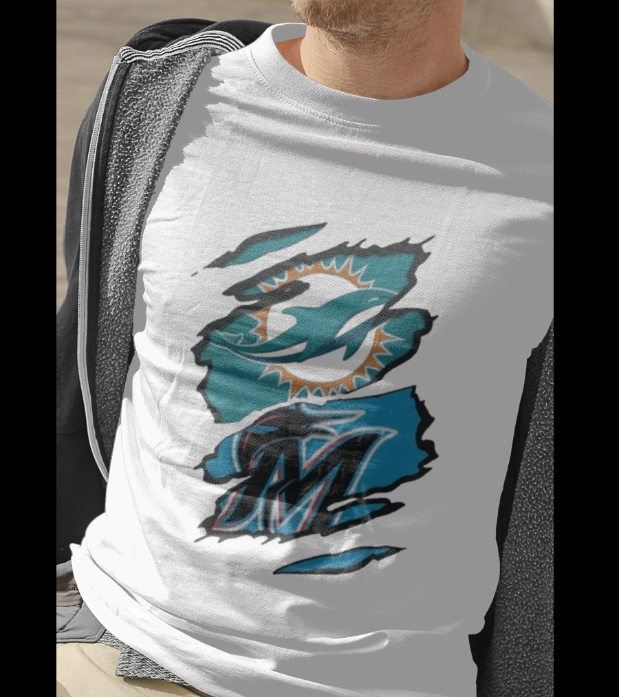 Miami Dolphins Marlins Beneath The Surface NFL MLB T-Shirt