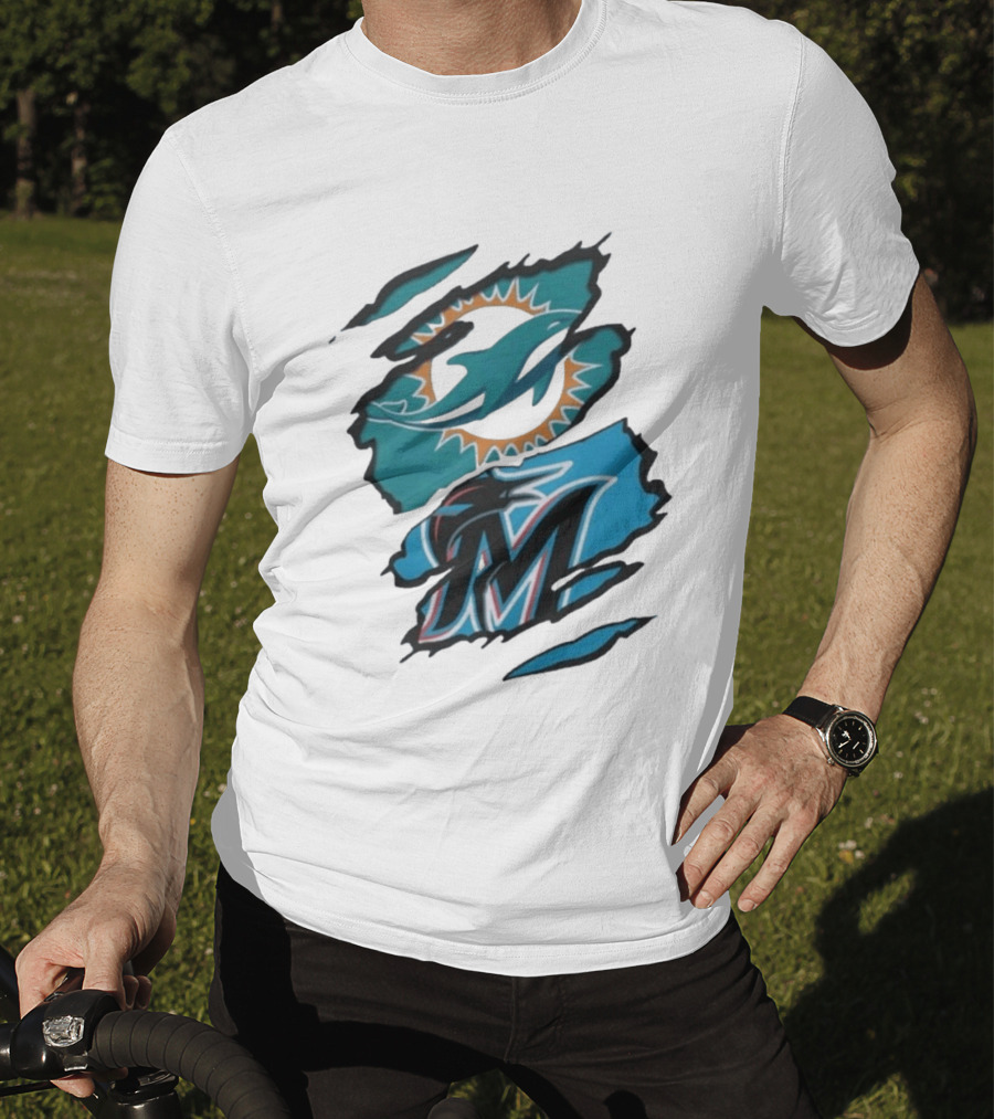 Miami Dolphins Marlins Beneath The Surface NFL MLB T-Shirt