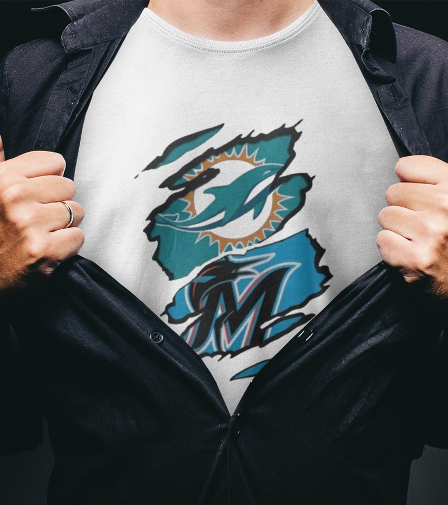 Miami Dolphins Marlins Beneath The Surface NFL MLB T-Shirt