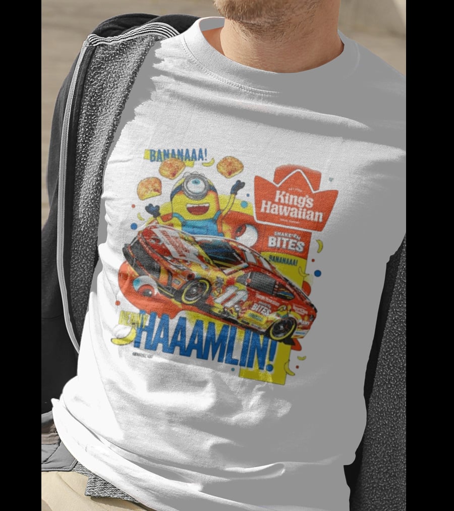 Minions Bananaa With Denny Hamlin King's Hawaiian Shake 'n Bites Racing 2026 T-Shirt