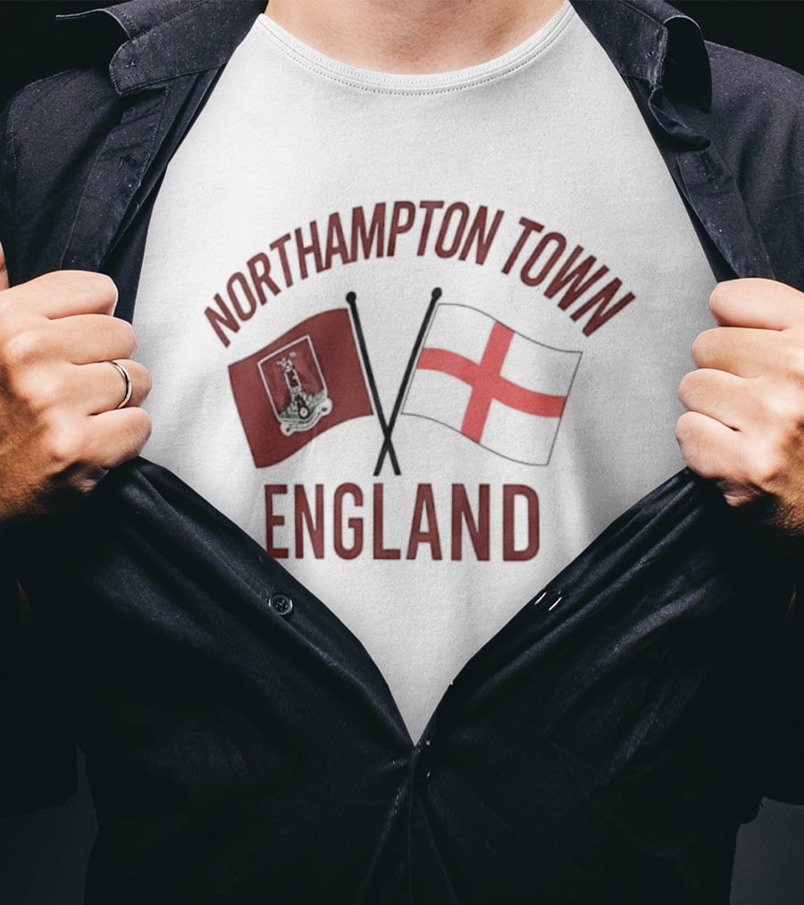 Northampton Town England Flag Red Cross Flag T-Shirt