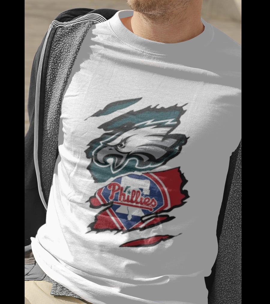 Philadelphia Eagles And Phillies Fan Merge Beneath The Surface T-Shirt