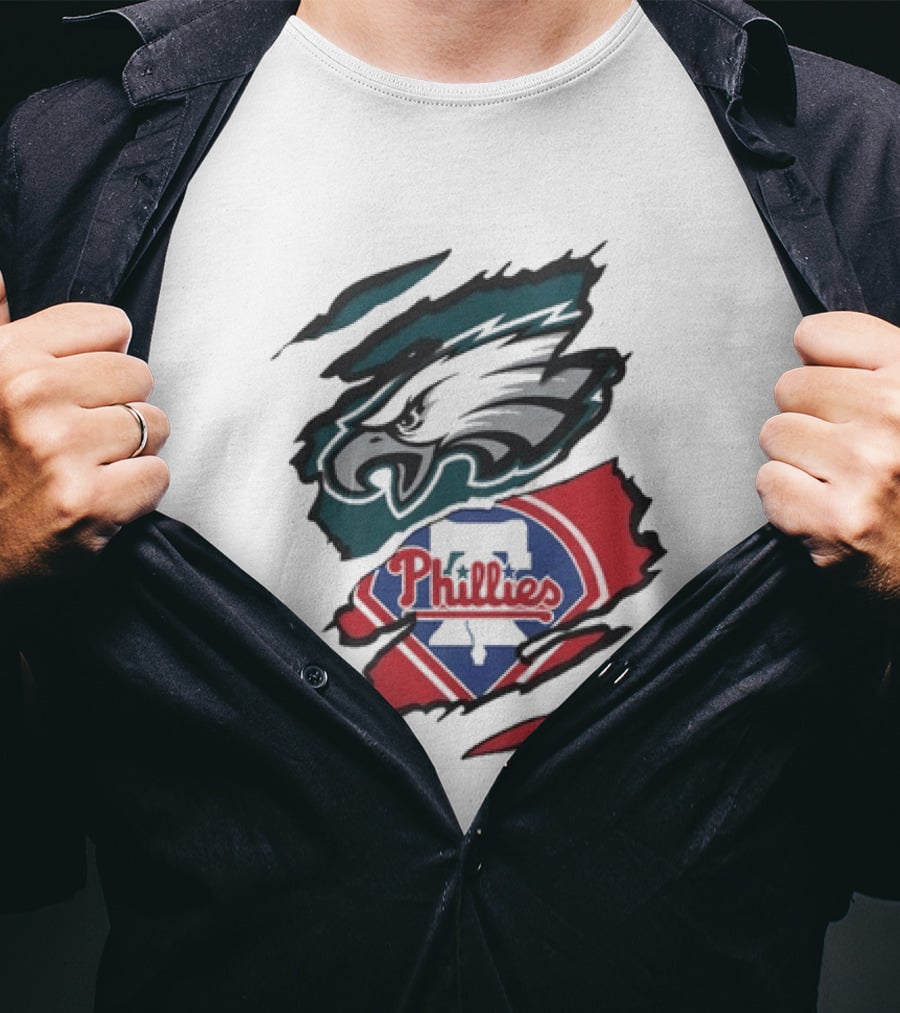 Philadelphia Eagles And Phillies Fan Merge Beneath The Surface T-Shirt