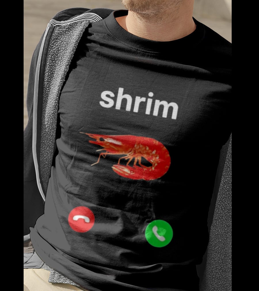 Shrim Incoming Call Screen Funny Phone Picture T-Shirt
