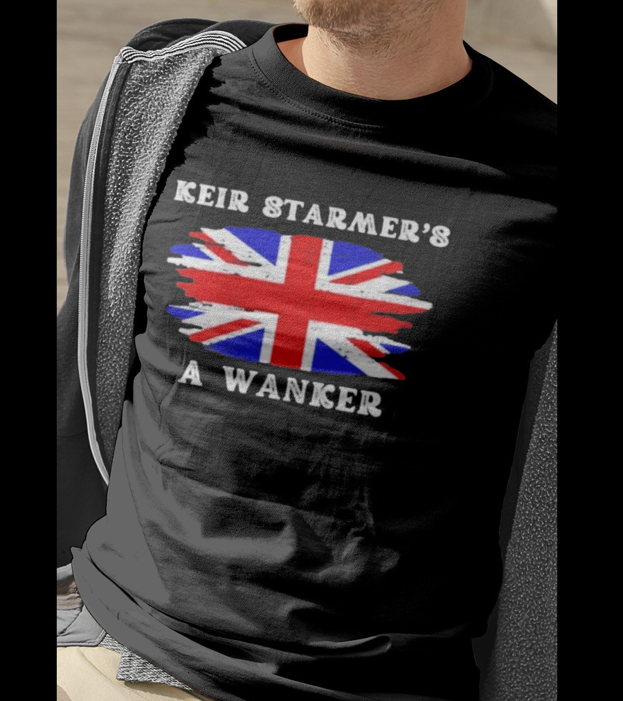 Keir Starmer's A Wanker Union Jack Flag British Political Satire T-Shirt