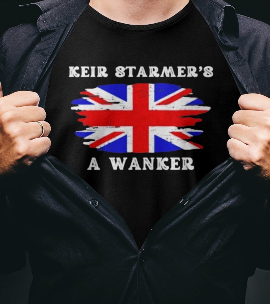 Keir Starmer's A Wanker Union Jack Flag British Political Satire T-Shirt