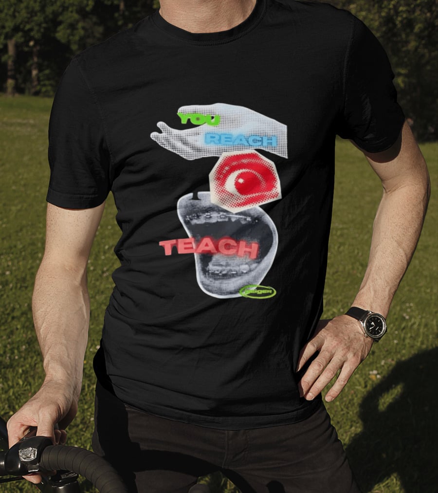 Geiger You Reach I Teach Hand Eye Mouth Collage T-Shirt