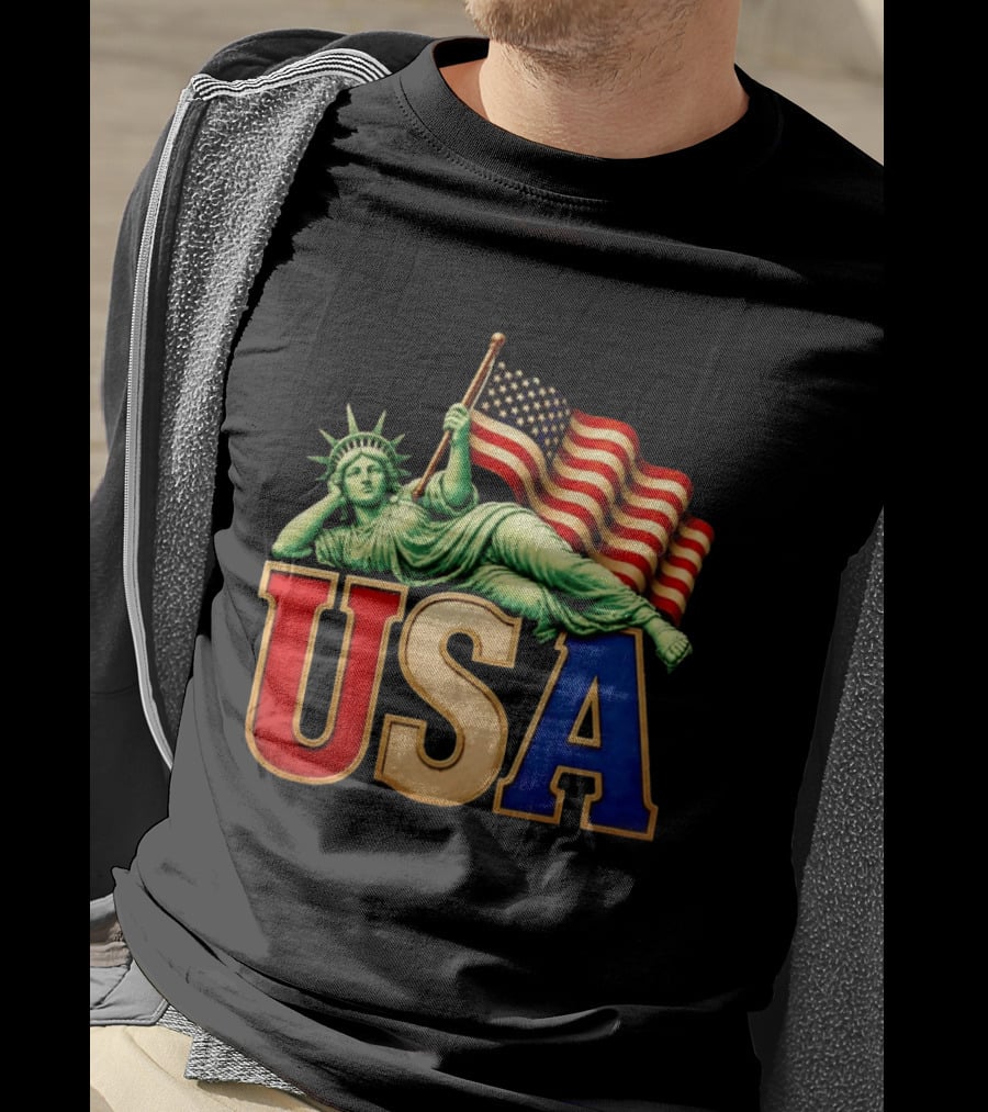 Statue Of Liberty USA Flag Patriotic T-Shirt