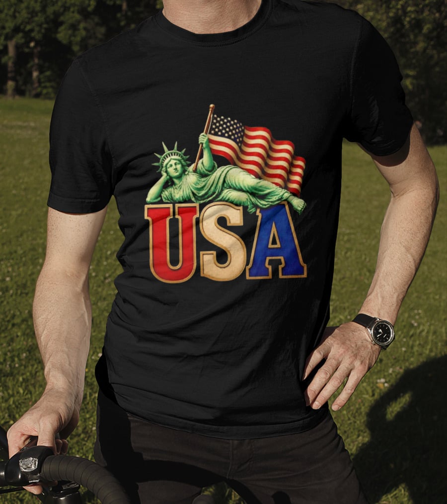 Statue Of Liberty USA Flag Patriotic T-Shirt