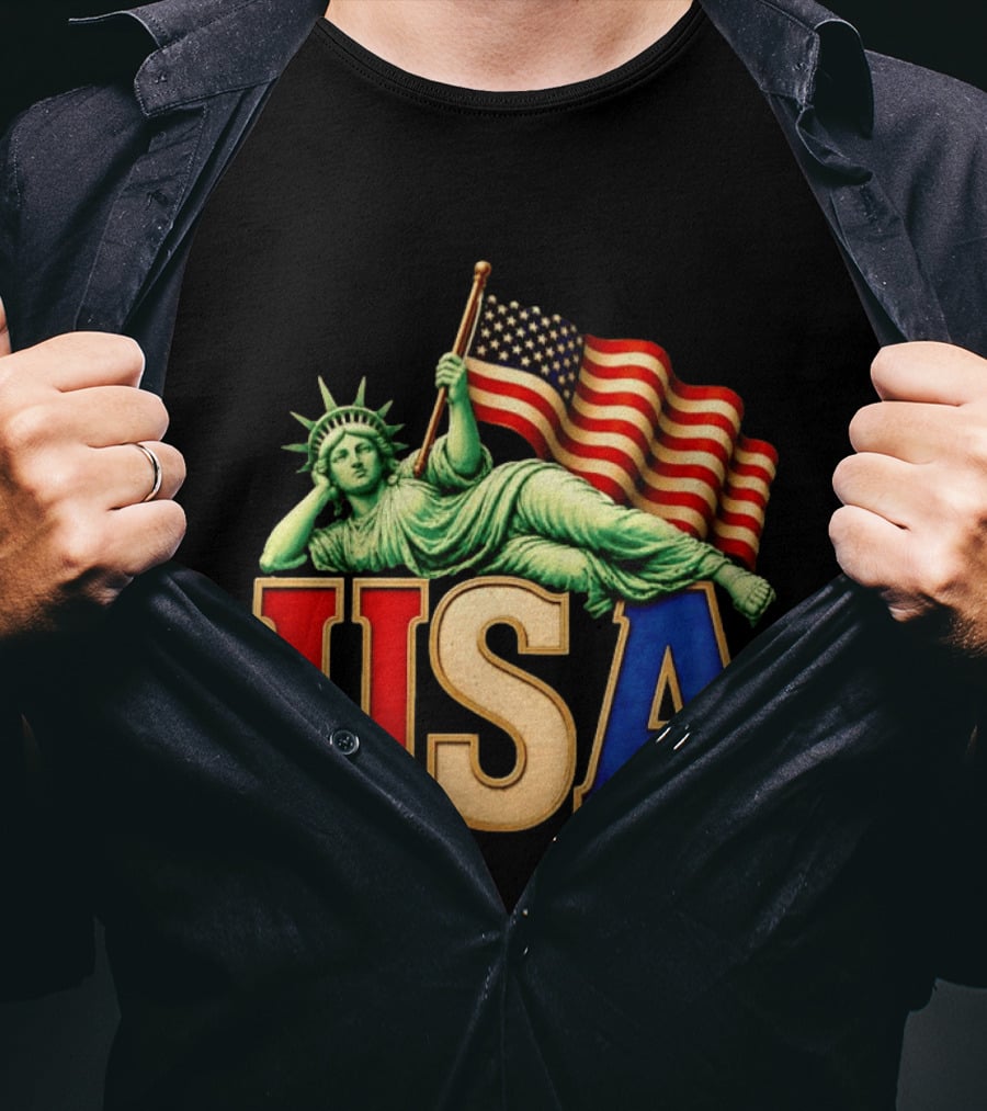 Statue Of Liberty USA Flag Patriotic T-Shirt