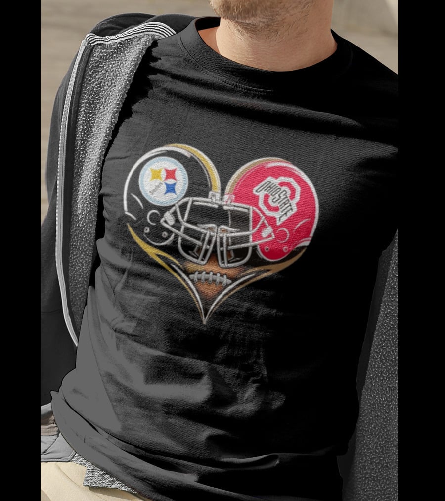 Steelers Ohio State Buckeyes Heart Helmet Fan Love T-Shirt