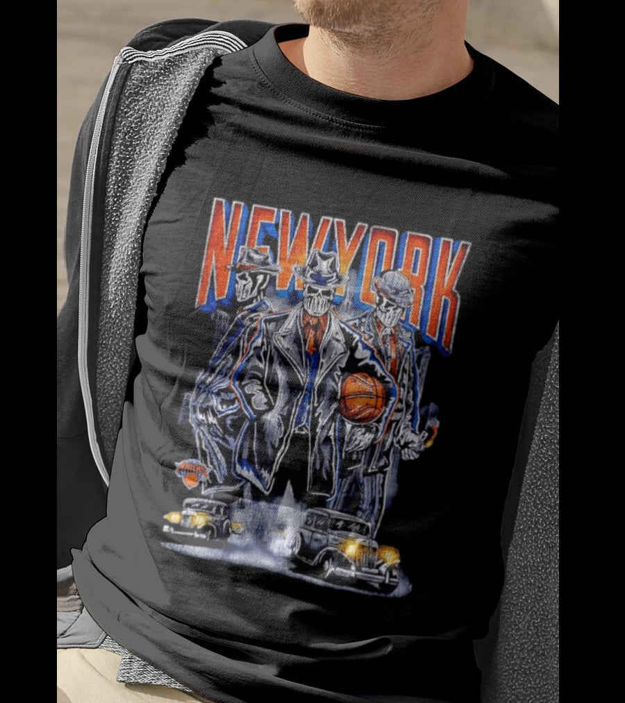 New York Gangster Skeletons Knicks Basketball Mobster T-Shirt