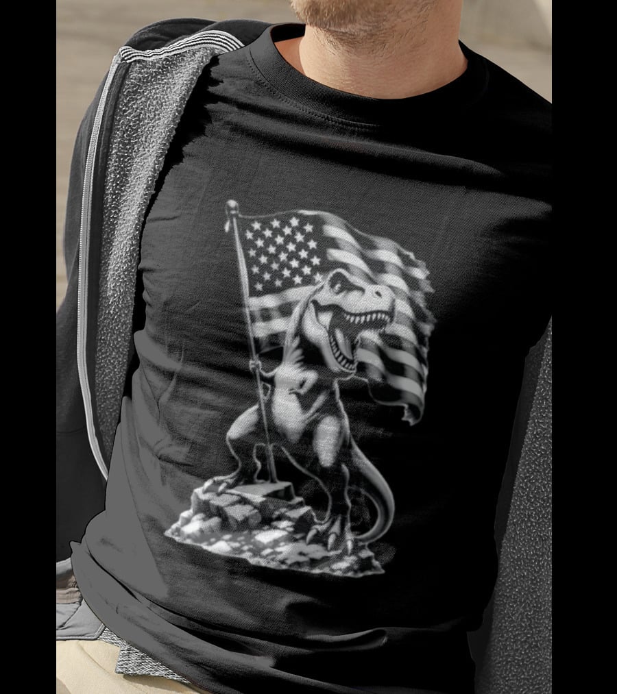 Tyrannosaurus Rex American Flag Patriotic Dinosaur Fan T-Shirt