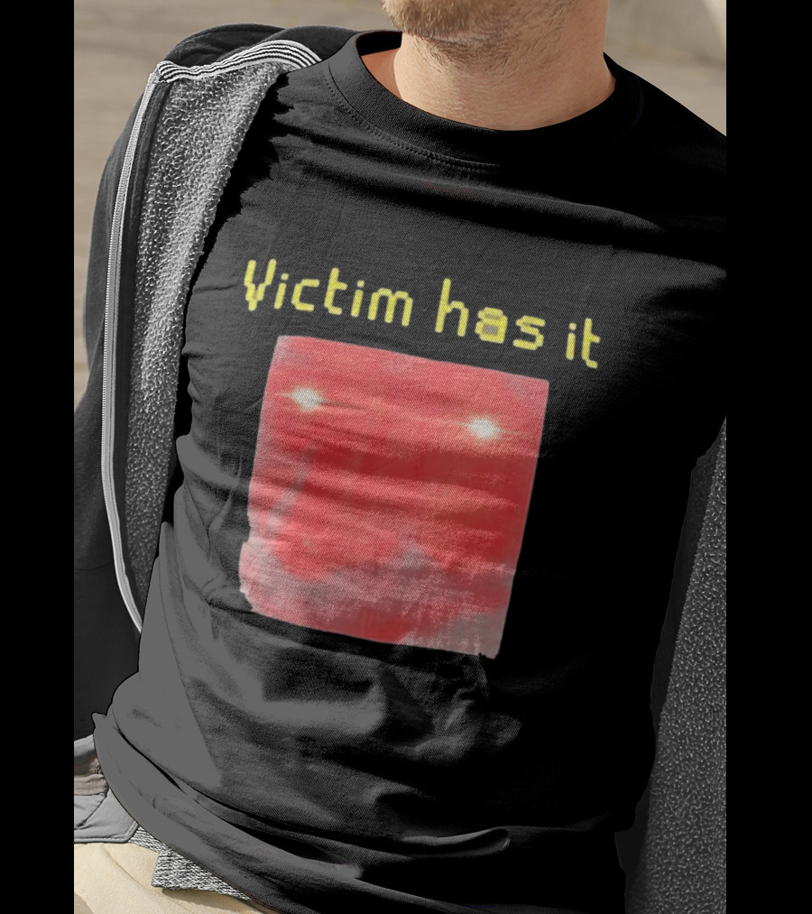 Victim Has It Bright Red Square Eyelights T-Shirt