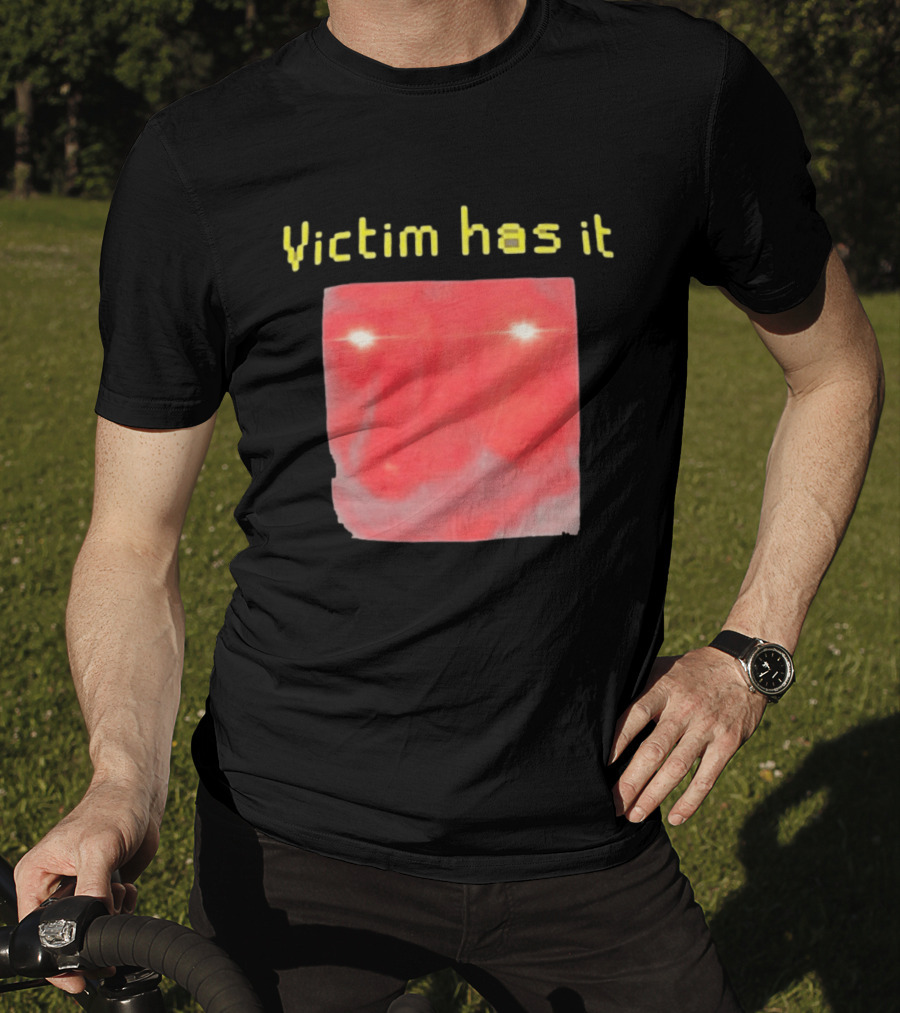 Victim Has It Bright Red Square Eyelights T-Shirt
