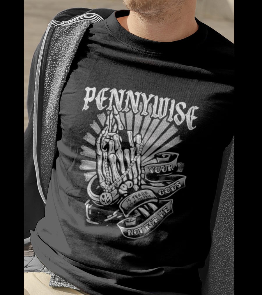 Pennywise Praying Skeleton Hands Your Gods Not For Me 25 Years T-Shirt