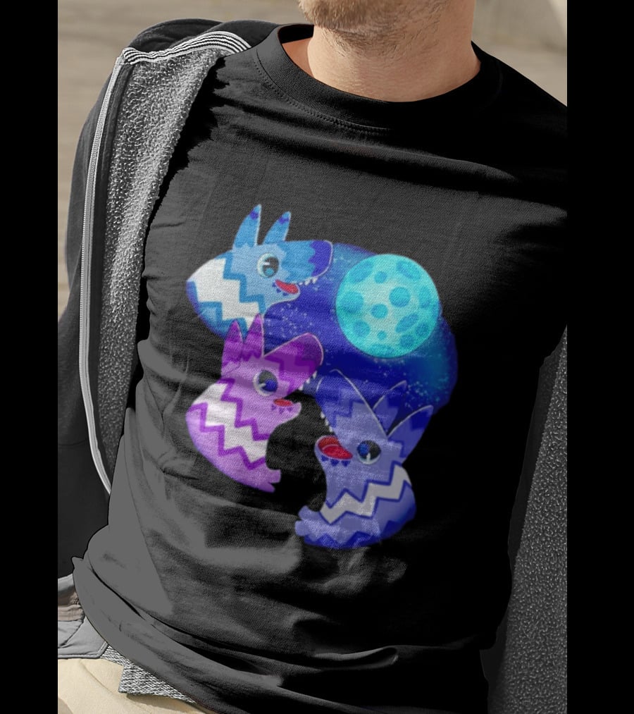 Pinata Dogs Howling At The Moon Blue Zigzag T-Shirt