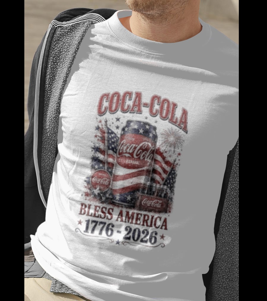 Coca Cola Bless America 1776 2026 Vintage Patriotic Celebration T-Shirt